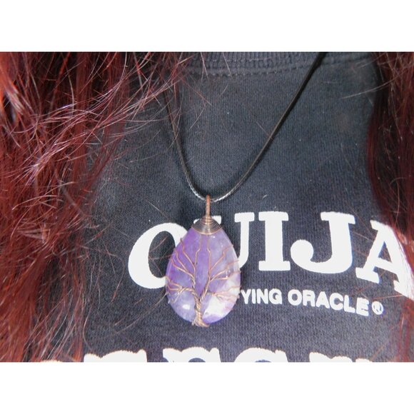 Amethyst Tree of Life Pendant Necklace Healing Crystal Jewelry 18" Cord - Picture 10 of 11